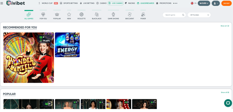Live casino Ivibet